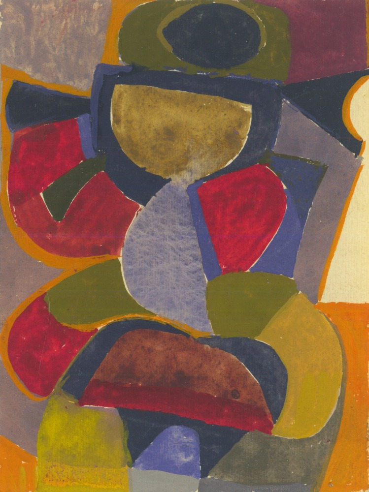 Untitled,&amp;nbsp;c. 1954-1957, mixed media on paper, 6 1/2 x 4 3/4 inches