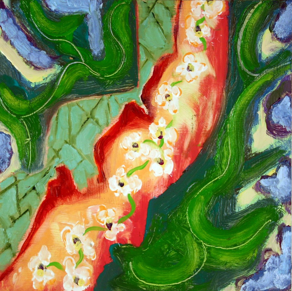 Summer Flower #5,&amp;nbsp;2008, oil on panel, 9 3/4 x 9 3/4 inches
