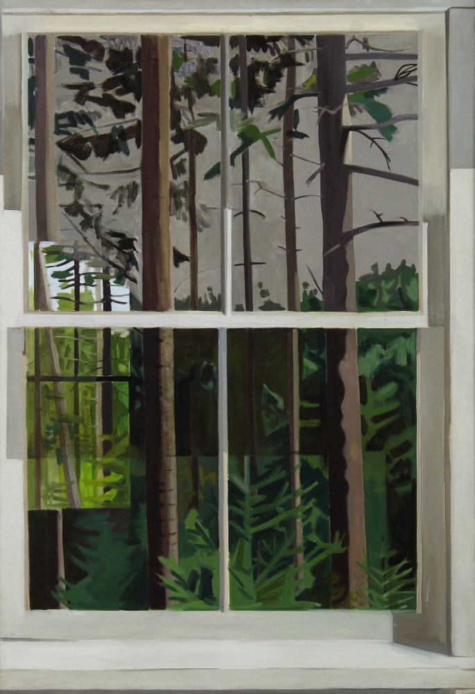 View Thru Elliott&amp;#39;s Shack Looking North, 1971, oil on linen, 48 x 33 inches