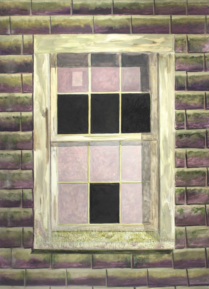 Painting showing a window in the side of a building