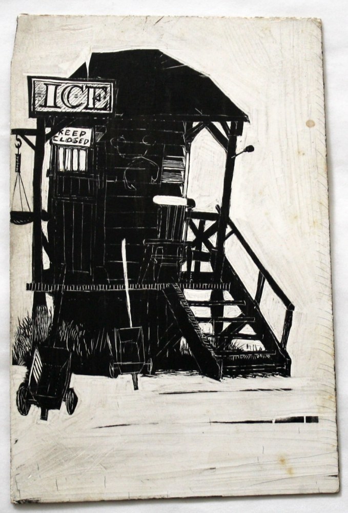 Marvin Bileck,&amp;nbsp;Untitled (Ice),&amp;nbsp;c. 1955-1965, scratchboard, 4 3/8 x 3 inches