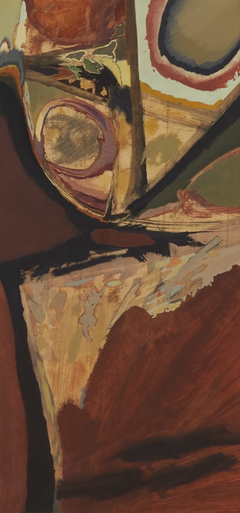 Pat Adams, Untitled, 1955, gouache on paper, 21 5/8 x 10 3/8 inches