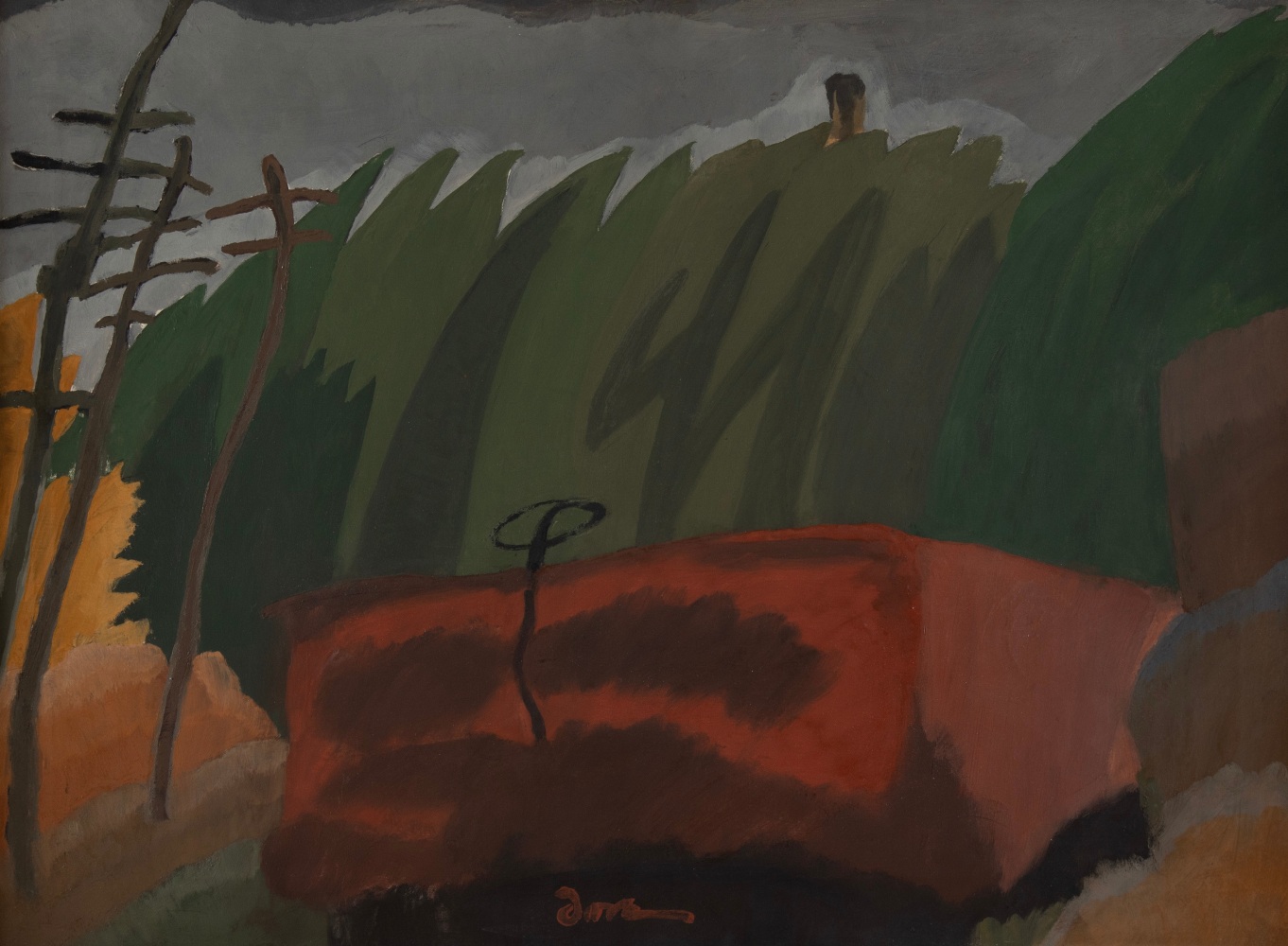 Freight Car, 1937, oil on canvas, 20 x 28 inches. Private Collection.