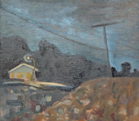 Summer Night, Rockland, 2002, oil on wooden panel, 9 3/8 x 10 1/2 inches