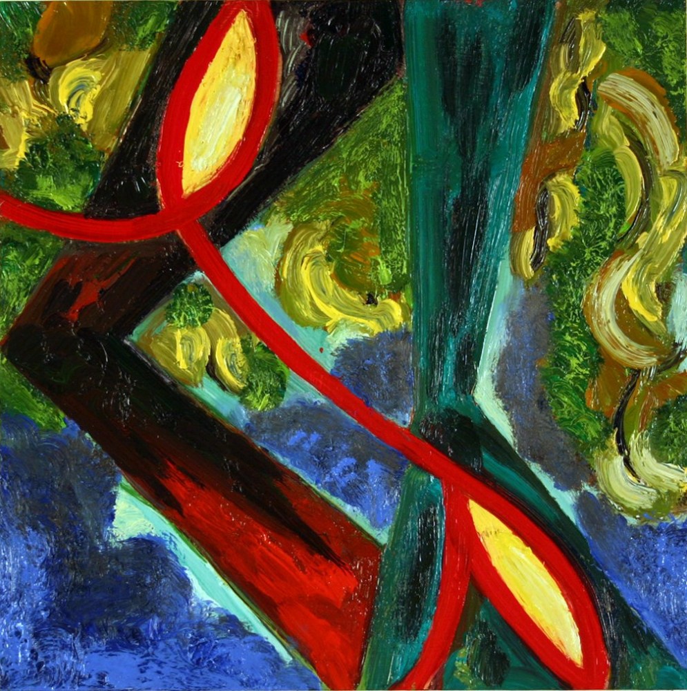 Woodbine #4 (Red Stem), 2008, oil on panel, 11 3/4 x 11 3/4 inches