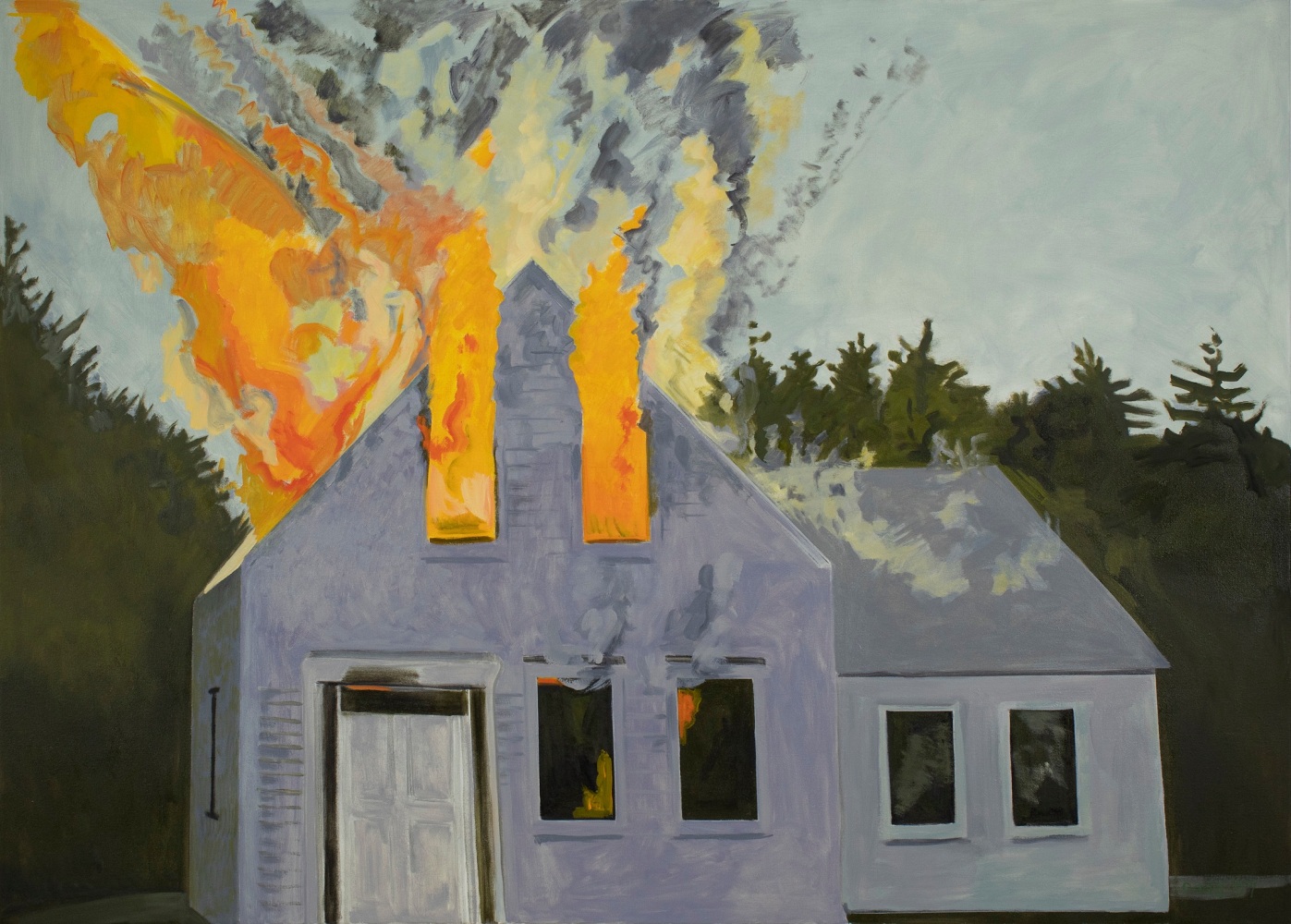 Burning House, Lavender, 2007, oil on linen, 46 x 64 inches