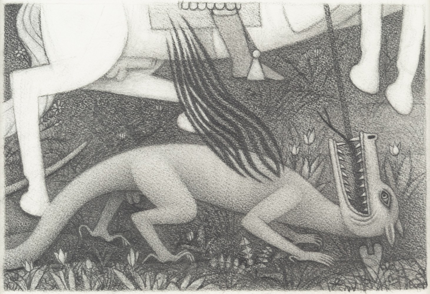 Man, No Man, 2022, graphite on paper, 7 1/8 x 10 1/4 inches