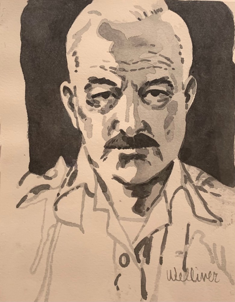 Untitled (Self Portrait) (II), ink on paper, 10 1/2 x 8 1/2 inches