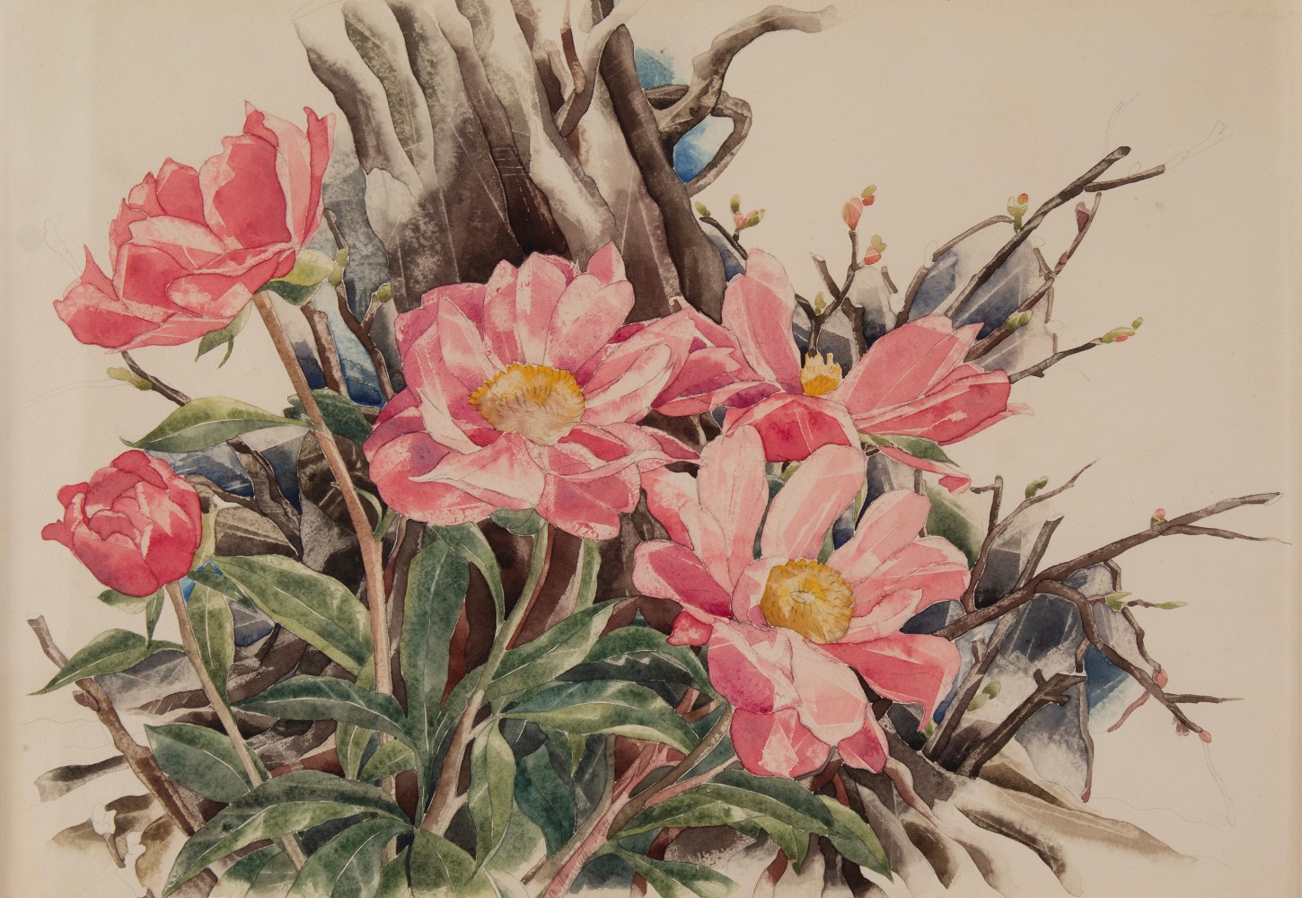 Single Peonies, 1929, watercolor on paper, 13 1/2 x 19 1/2 inches