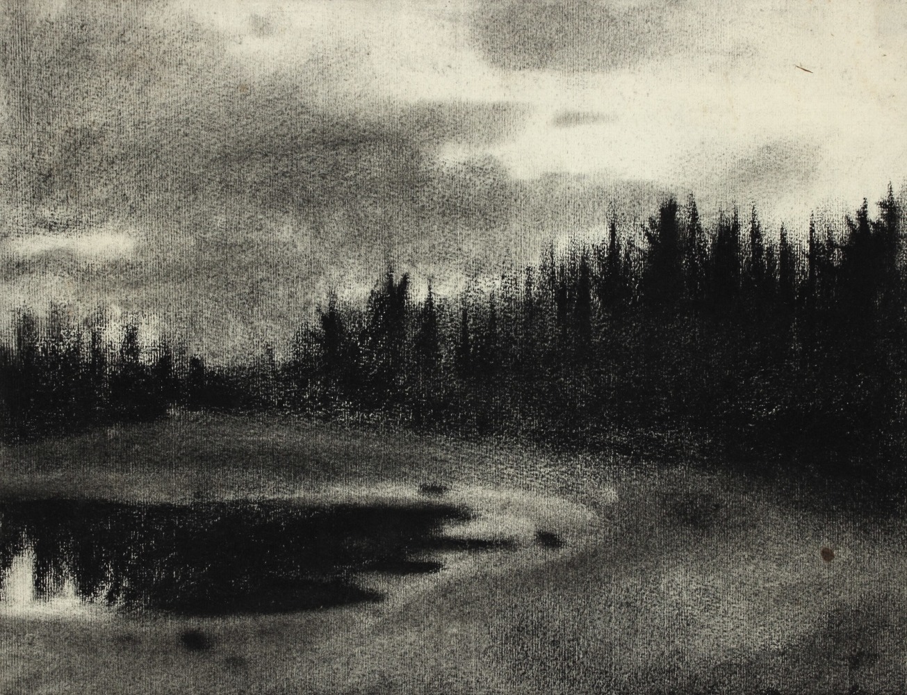 Untitled, 1965, charcoal on paper, 10 x 13 1/4 inches