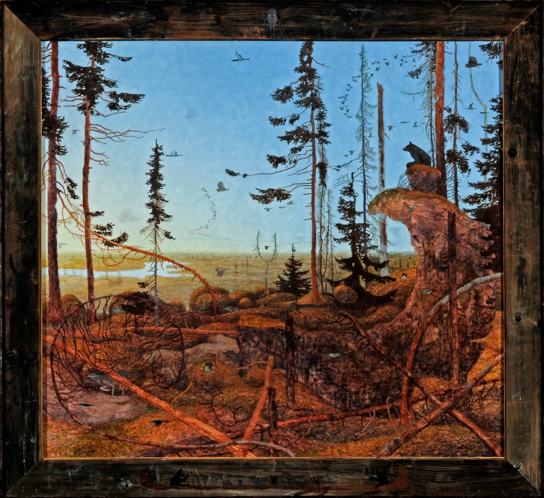 Enigokodeeian, 2009, oil on linen, 69 5/8 x 76 1/8 inches,&amp;nbsp;including artist&amp;#39;s hand painted frame