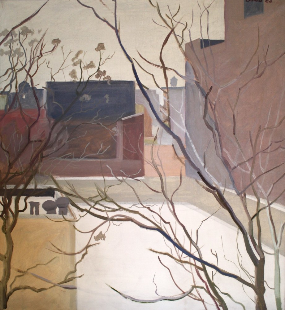 Small Cityscape, February, 1968, oil on linen, 24 x 22 inches