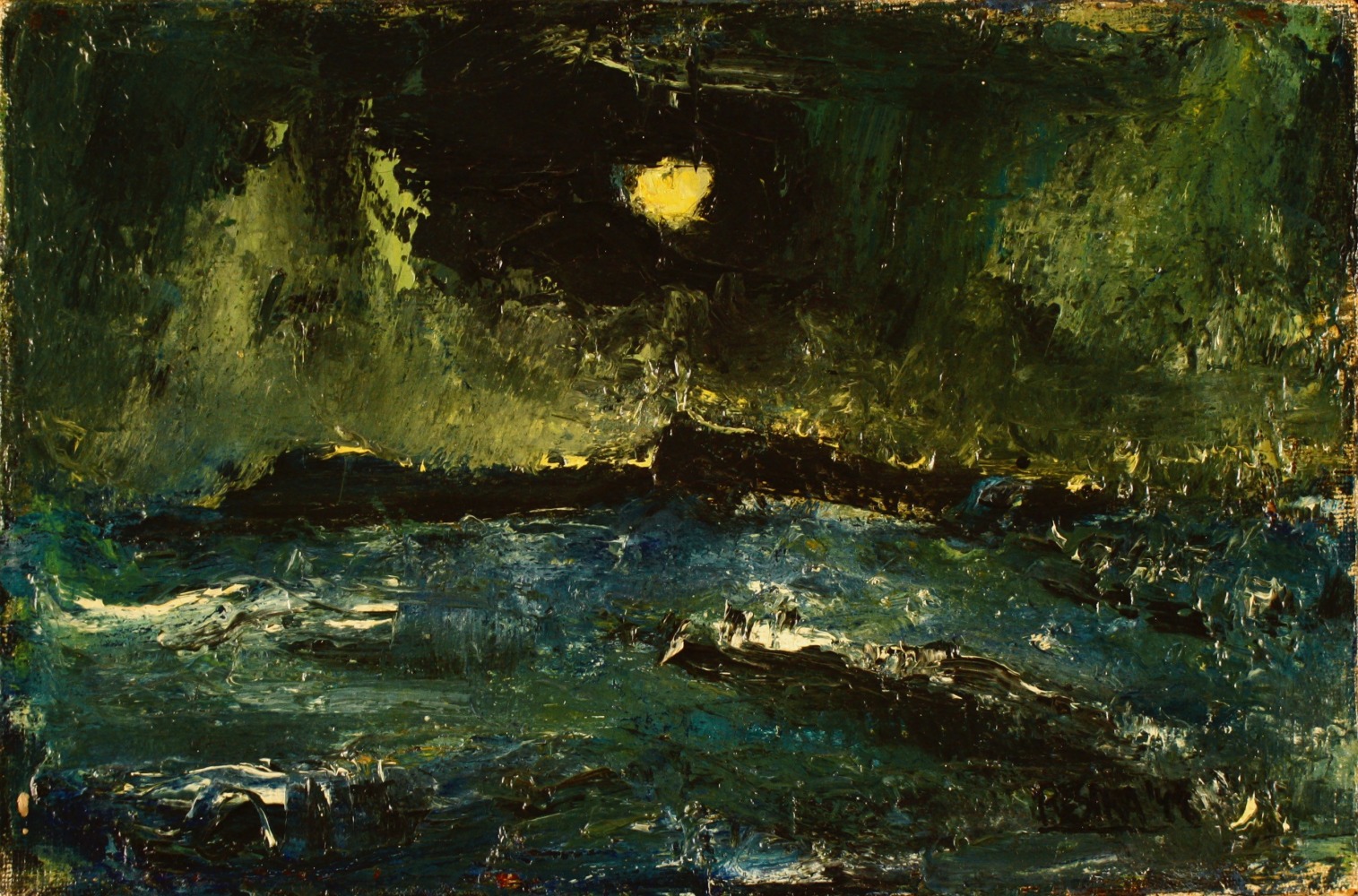 Paul Resika,&amp;nbsp;Moonlight, 1943-1944, oil on canvas, 8 x 12 inches