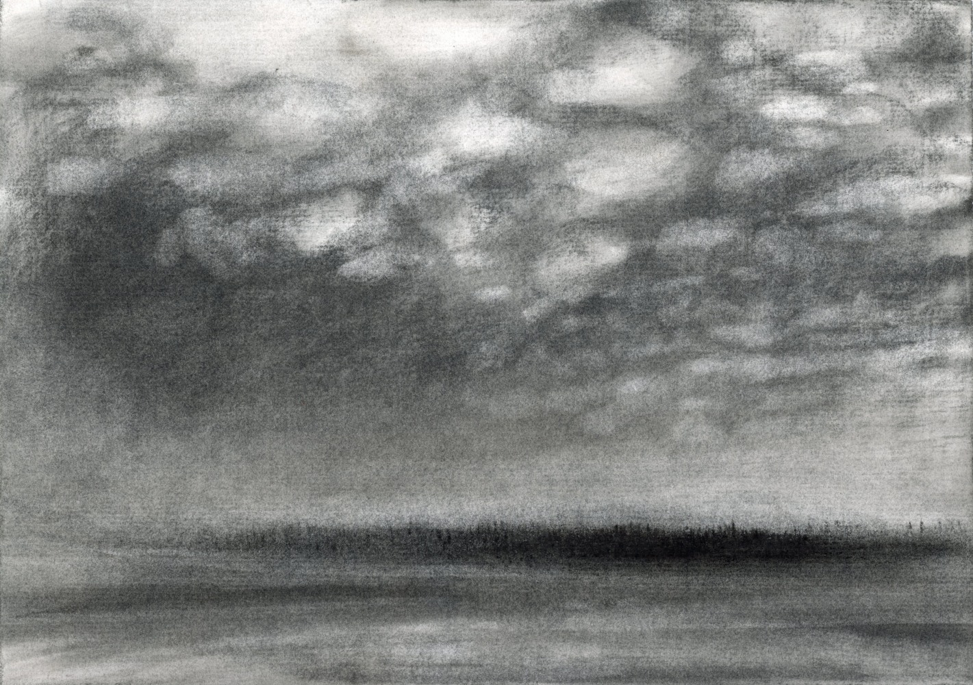 Toward Manset, 1982, charcoal on paper, 7 3/8 x 10 3/8 inches