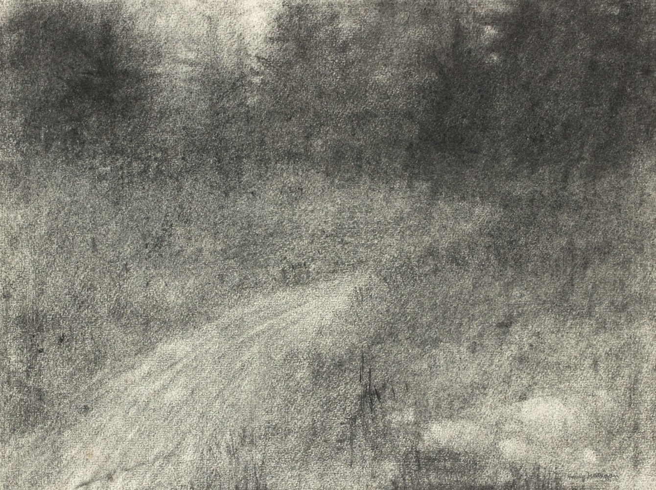 Emily Nelligan,&amp;nbsp;Untitled,&amp;nbsp;early work before 1975, charcoal on paper, 10 x 13 1/4 inches
