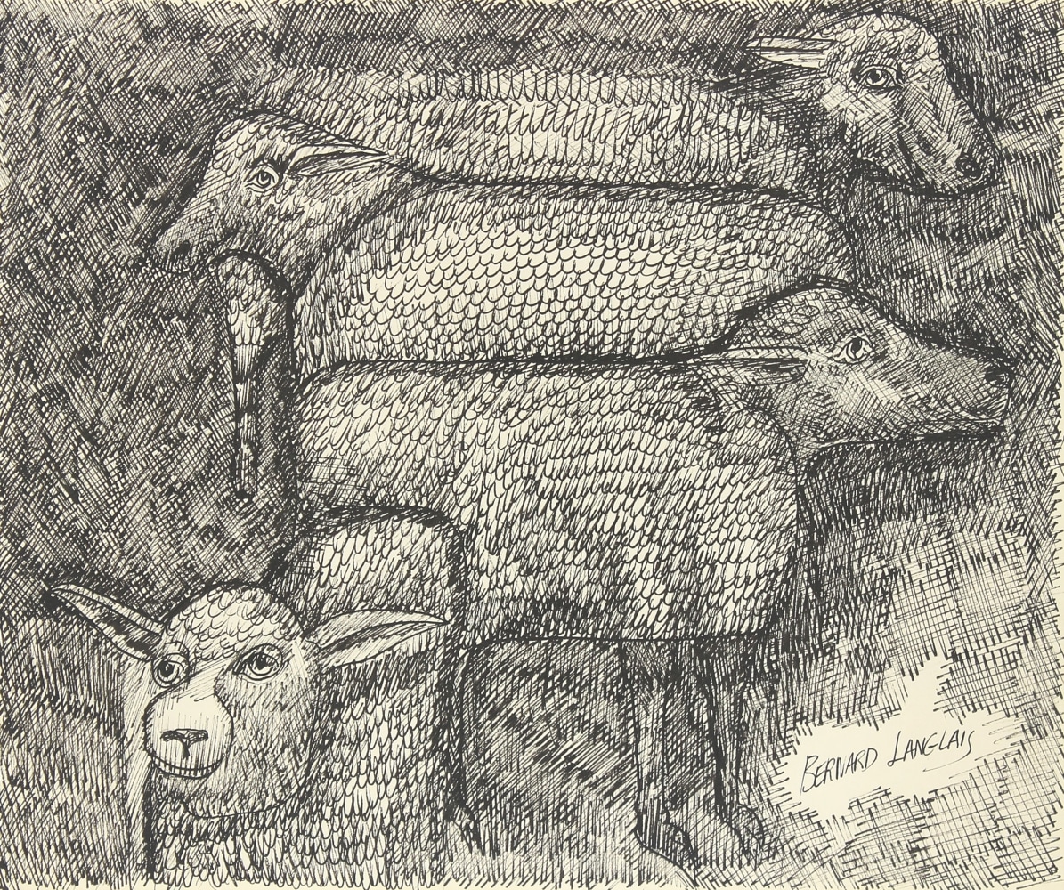 Four Sheep,&amp;nbsp;ca. 1970, pen and ink on paper, 14 x 16 3/4 inches&amp;nbsp;
