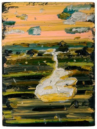 John Walker,&amp;nbsp;Seal Point Series #202, 2005, oil on bingo card, 7 1/4 x 5 1/2 inches