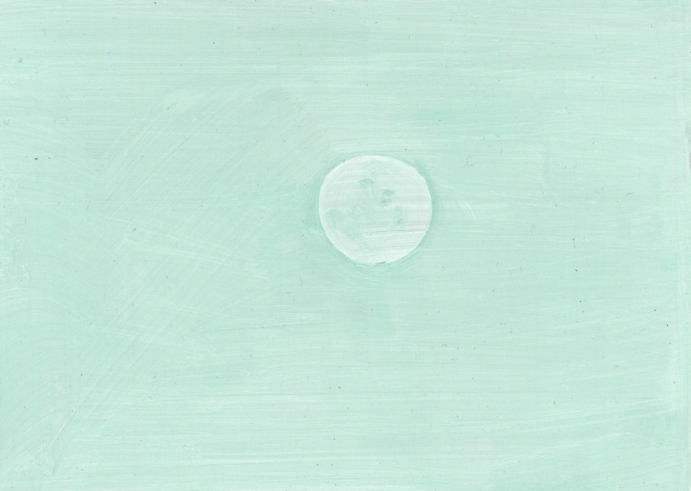Painting of a full moon in a light green sky