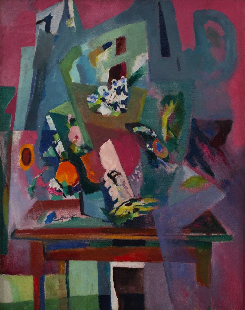 Still Life on Table, c. 1930, oil on canvas, 36 1/4 x 28 3/4 inches