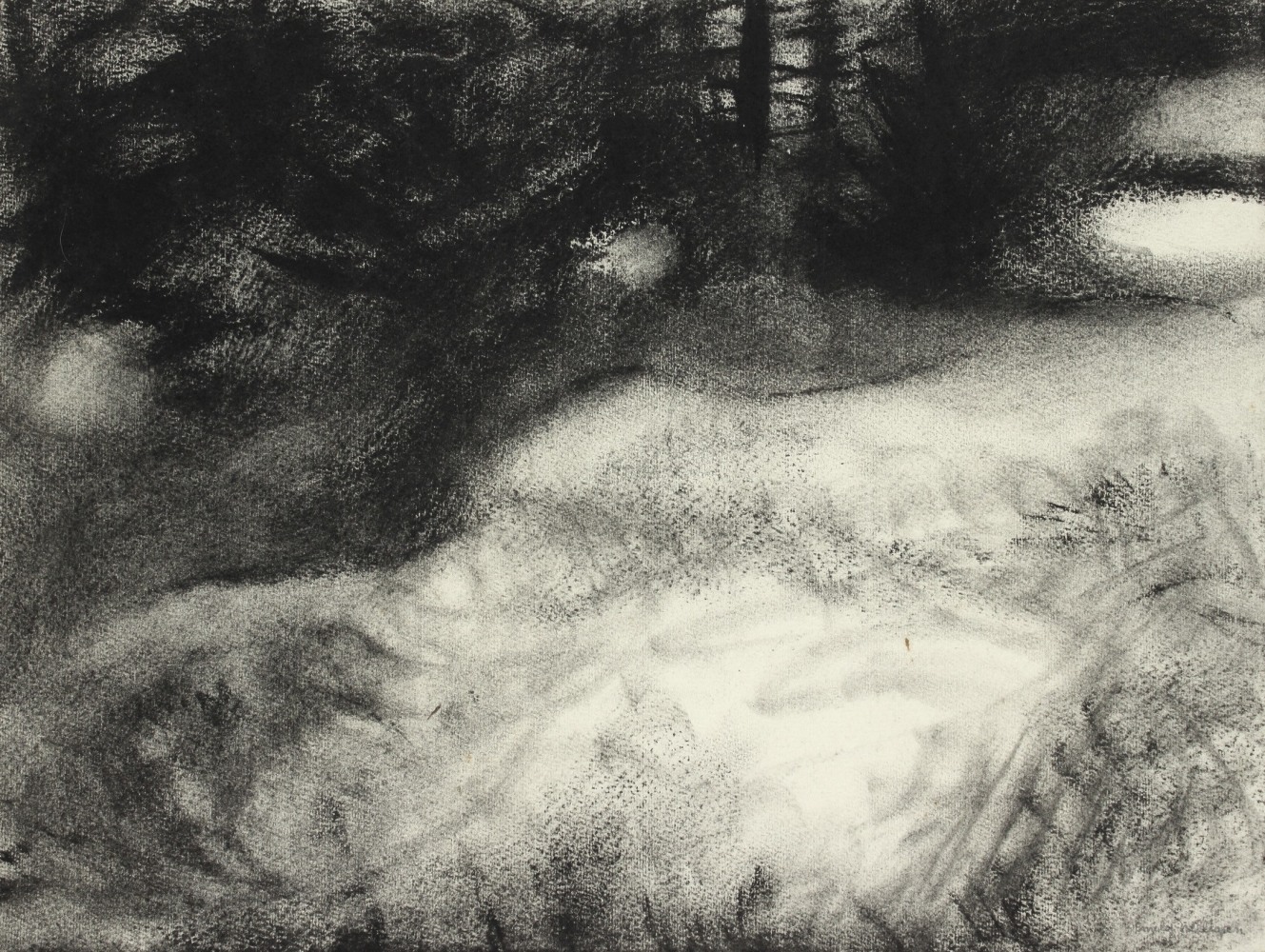 Atmospheric charcoal landscape drawing