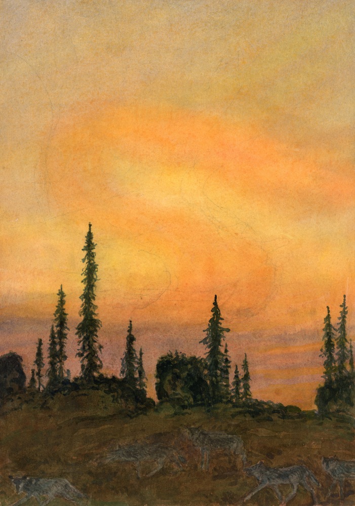 Ondaanimad, 2024-25, watercolor on paper, 11 x 7 3/4 inches