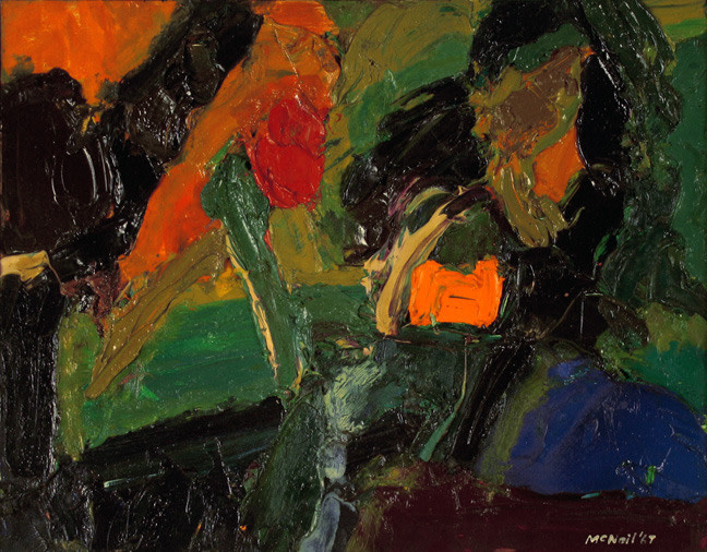 George McNeil,&amp;nbsp;Yellow-Green Tree, 1967, oil on masonite, 11 x 14 inches