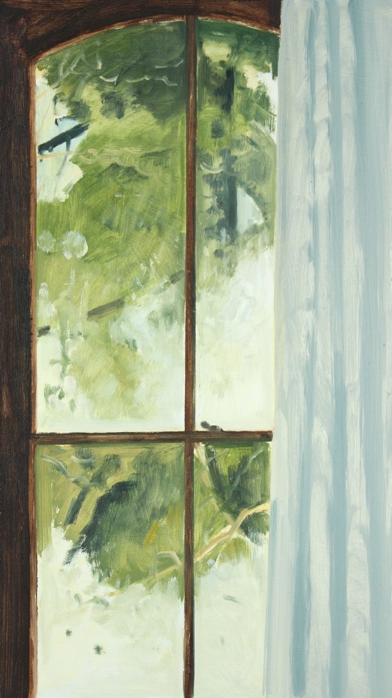 Lois Dodd, Frosted Window, 2009, oil on Masonite, 16 x 9 inches&amp;nbsp;