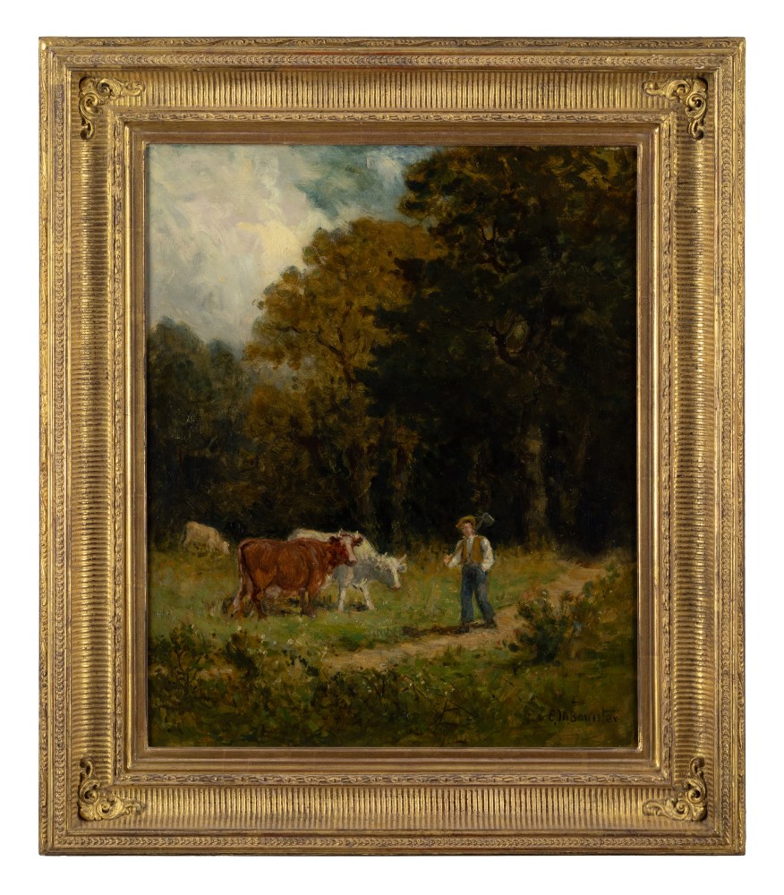 Edward Mitchell Bannister, Woodsman Returning, oil on canvas, 22 x 18 inches