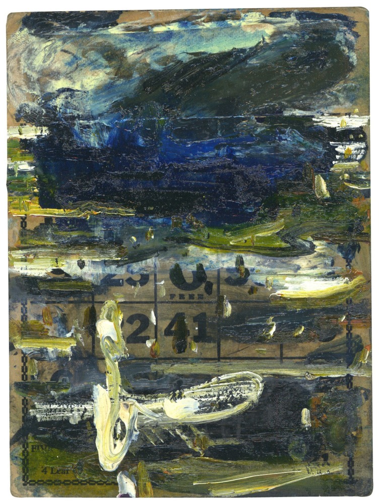 Untitled Bingo Card,&amp;nbsp;2007, oil on Bingo card, 7 1/4 x 5 1/2 inches