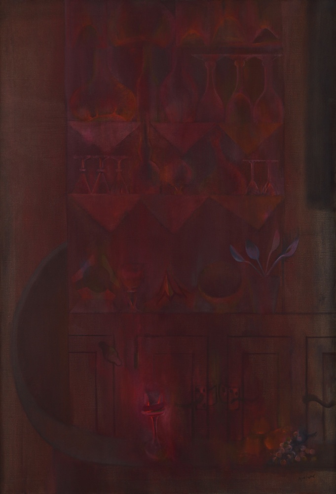 Loren MacIver, Beaujolais, 1955, oil on canvas, 48 x 33 inches