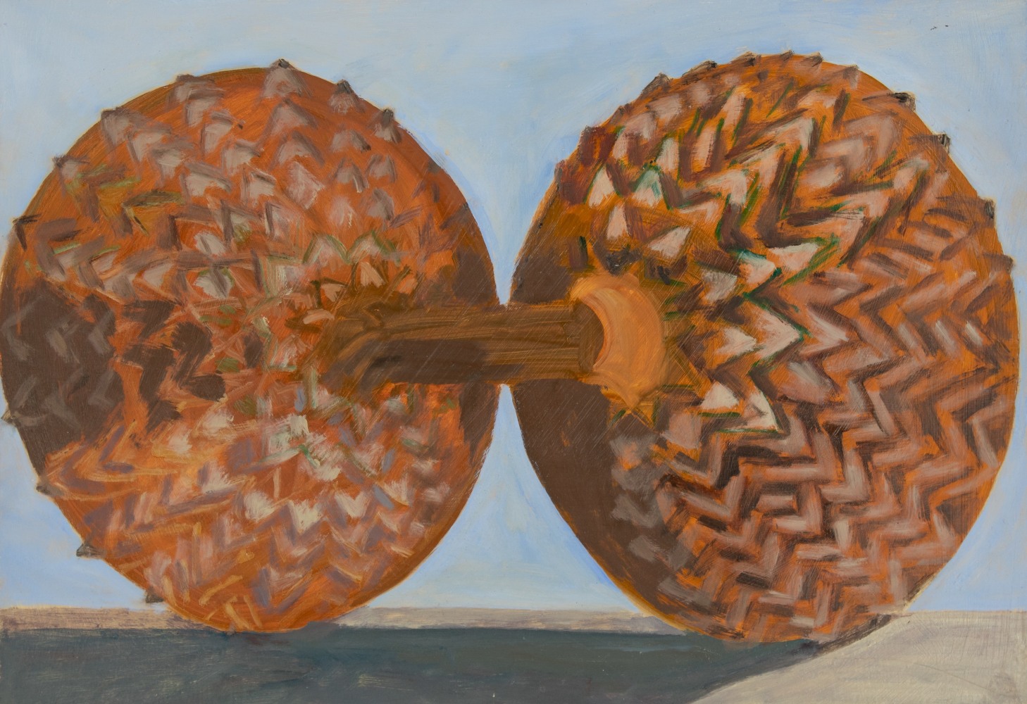 Acorn Cups, 2023, oil on Masonite, 10 3/8 x 15 inches