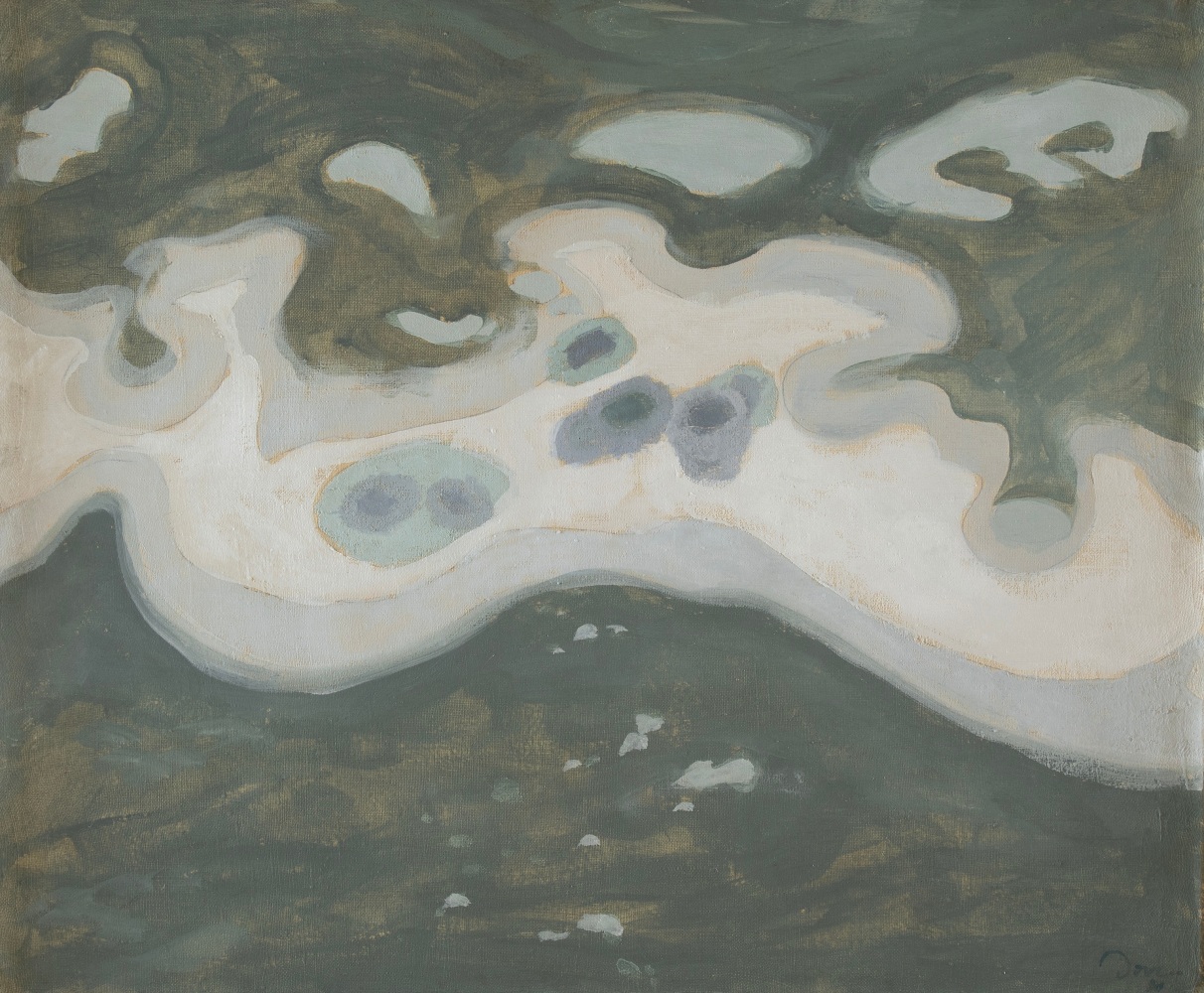 Snow on Ice, Huntington Harbor, 1930, oil on canvas, 18 x 21 inches. Private Collection.