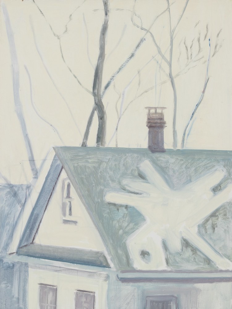 Snow Pattern on Roof, High St., 2018, oil on Masonite, 16 x 12 inches