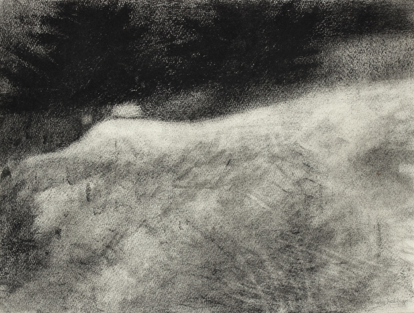 Atmospheric charcoal landscape drawing