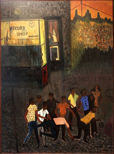 Vincent Smith,&amp;nbsp;Basketball Players, 1965, oil on board, 33 1/2 x 24 1/2 inches