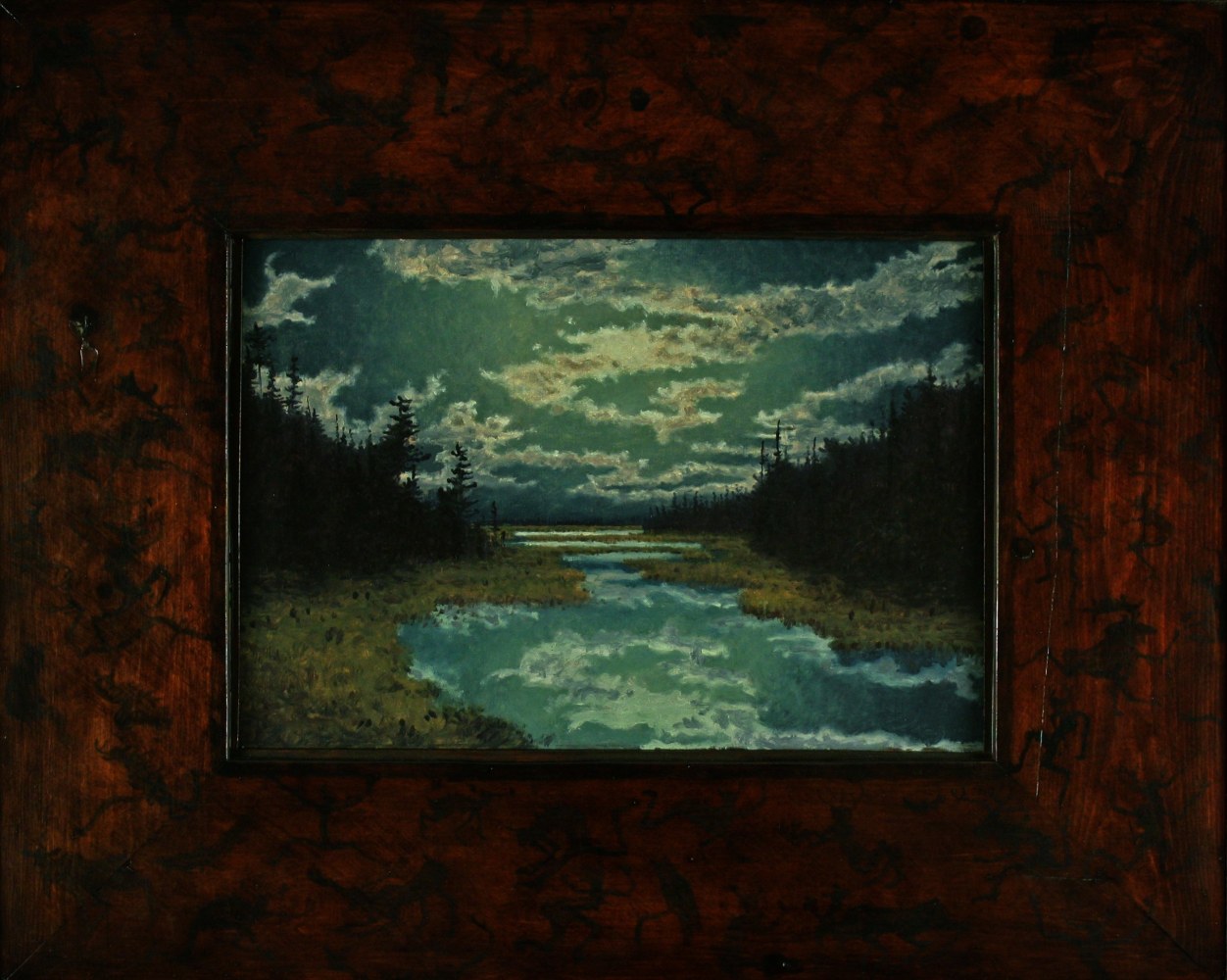Gitchiganakwad,&amp;nbsp;2009, oil on board, 15 1/2 x 19 1/8 inches,&amp;nbsp;including artist&amp;#39;s hand painted frame