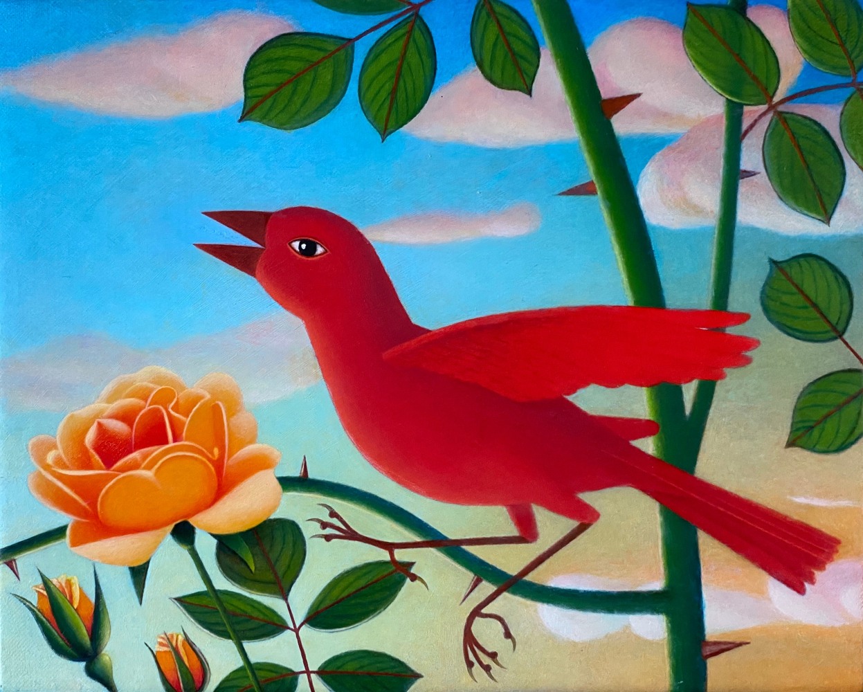 Interlude, 2024-25, oil on canvas, 8 x 10 1/16 inches