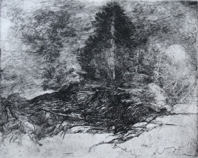 Marvin Bileck,&amp;nbsp;Untitled, n.d., etching, unique impression, 9 3/4 x 12 inches