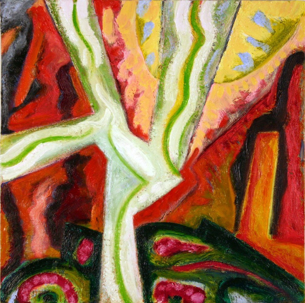 Green Fuse, 2008, oil on canvas, 19 7/8 x 19 7/8 inches