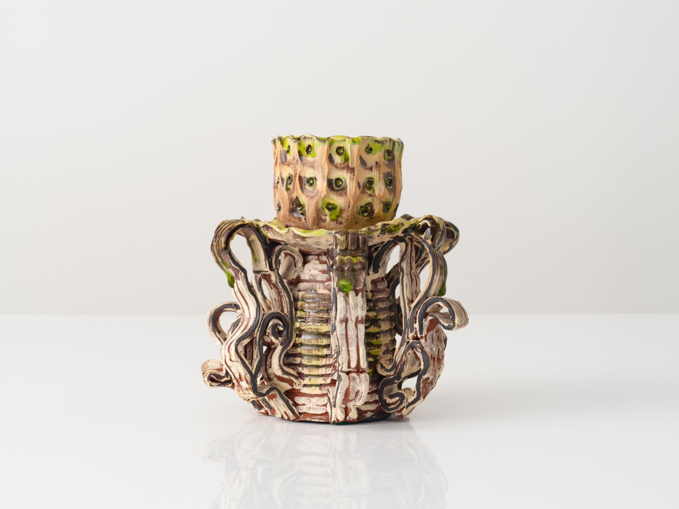 GRAHAM MARKS
Candelabra, 2024
Glazed stoneware, thrown, coiled, and pinched
7.75" H x 7" Dia.
