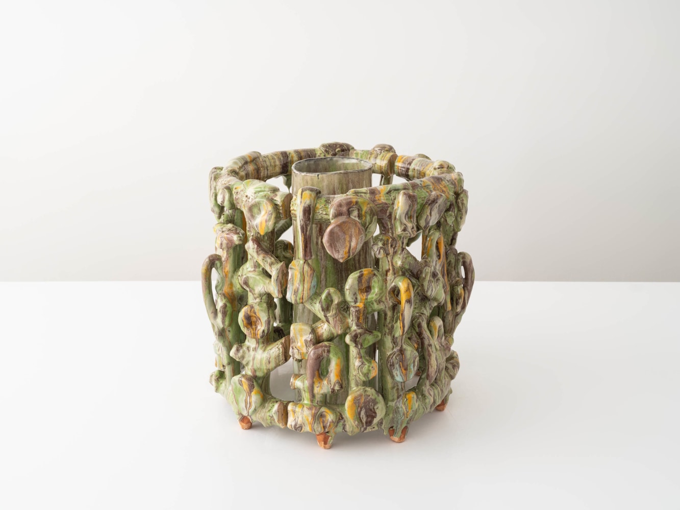 ZIMRA BEINER
Cut Trellis Vessel in Three Parts, 2024
Glazed red stoneware
15.5&amp;quot; H x 16&amp;quot; Dia.