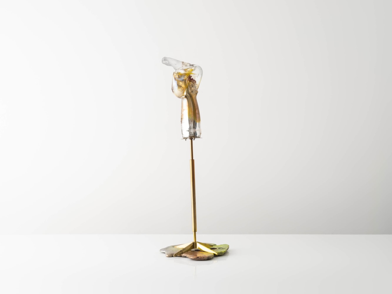 MARIA KOSHENKOVA
Dawn Enters with Little Feets, 2022
Blown and sculpted glass, silver amalgam, cast glass, cast aluminum with Prismatic coating, vintage lamp base
38.5" H x 14" W x 15" D