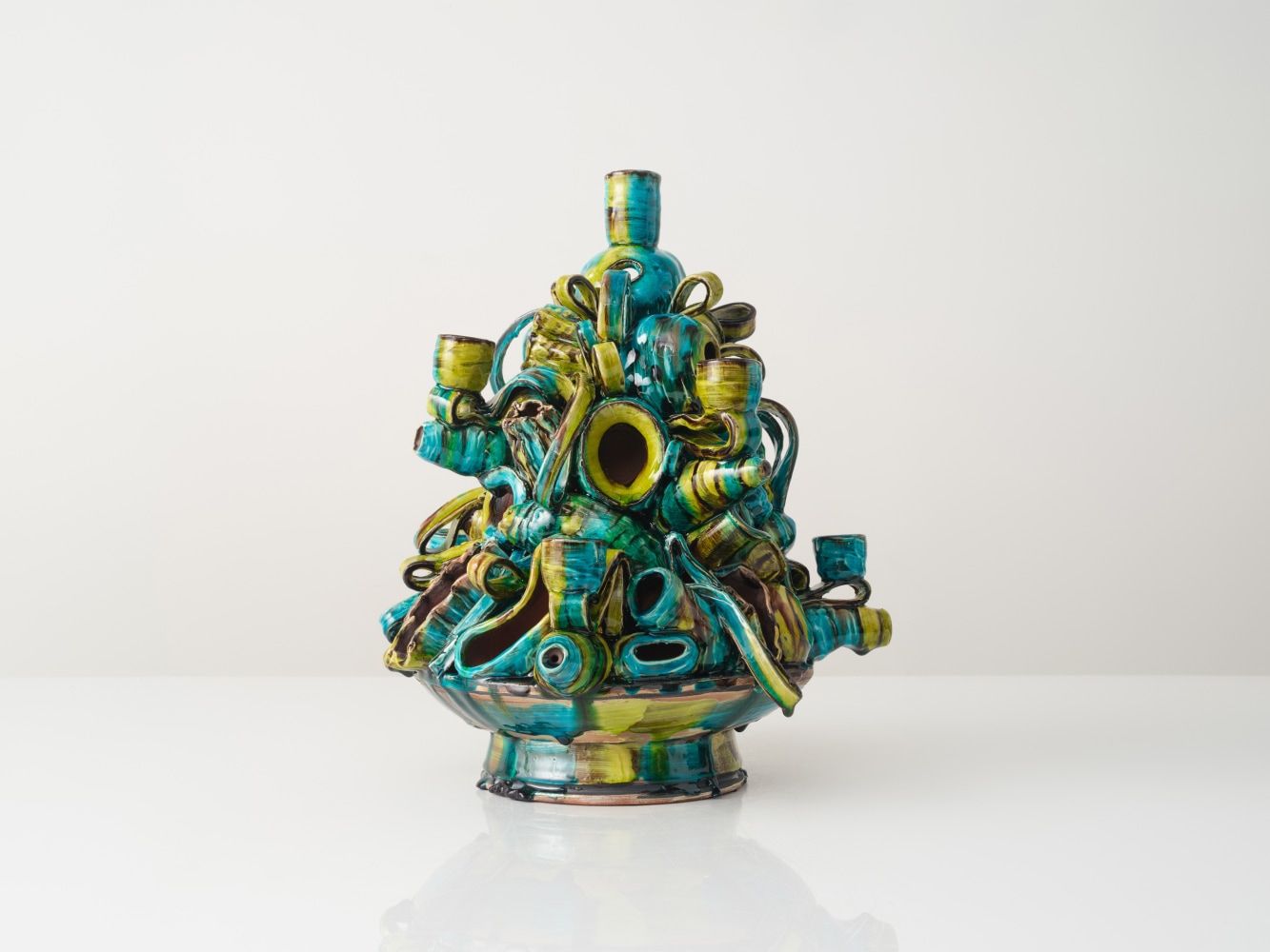 GRAHAM MARKS
Fruit Bowl Candelabra, 2024
Glazed stoneware, thrown, coiled, and pinched
18.25" H x 15.5" Dia.