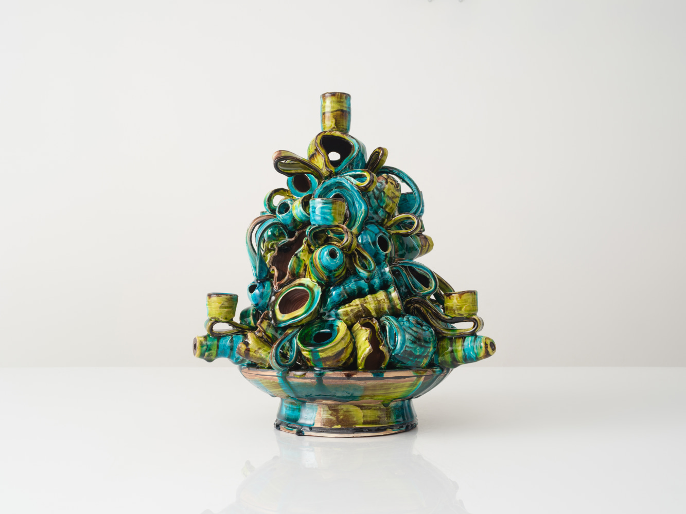 GRAHAM MARKS
Fruit Bowl Candelabra, 2024
Glazed stoneware, thrown, coiled, and pinched
18.25" H x 15.5" Dia.