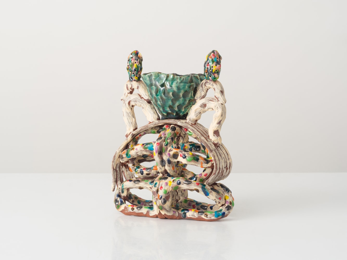 GRAHAM MARKS
Candelabra, 2023
Glazed stoneware, thrown, coiled, and pinched
11.5&amp;quot; H x 9&amp;quot; W x 4&amp;quot; D