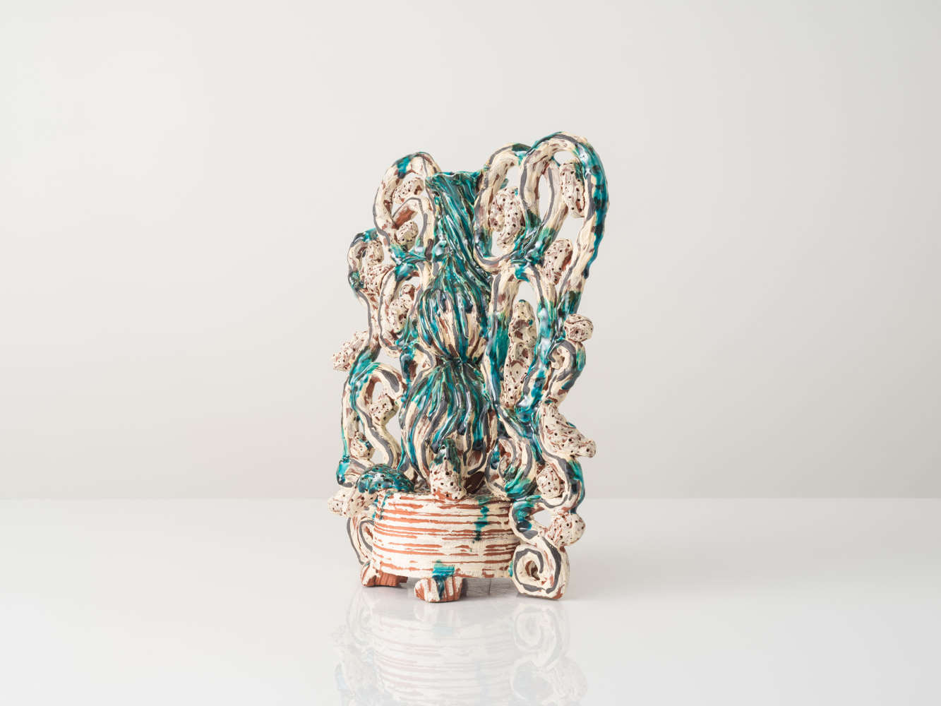 GRAHAM MARKS
Malinalco Candelabra, 2023
Glazed stoneware, thrown, coiled, and pinched
16.5&amp;quot; H x 13&amp;quot; W x 6&amp;quot; D