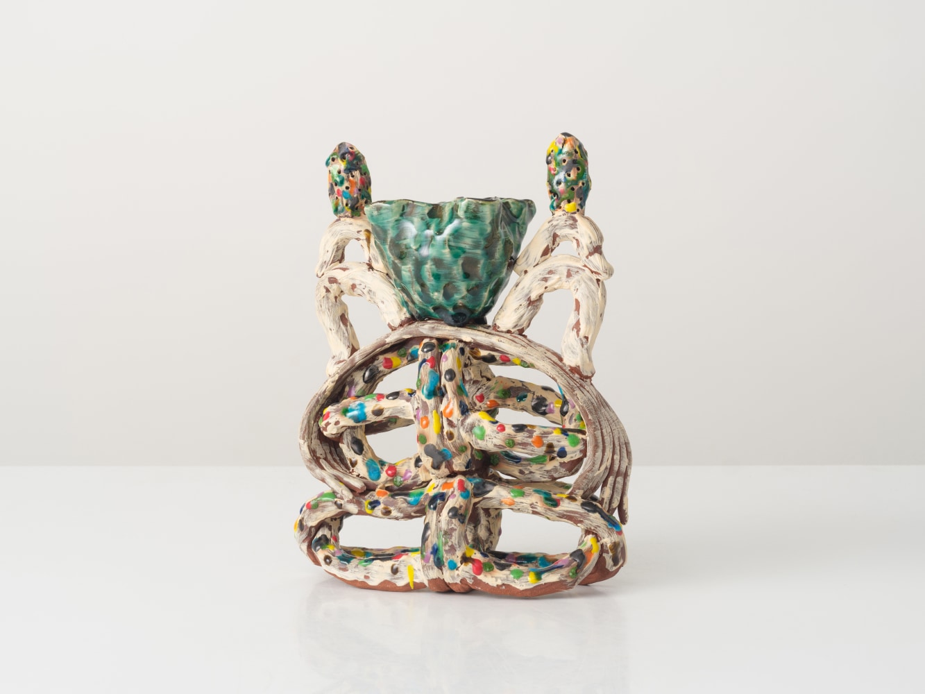 GRAHAM MARKS
Candelabra, 2023
Glazed stoneware, thrown, coiled, and pinched
11.5&amp;quot; H x 9&amp;quot; W x 4&amp;quot; D