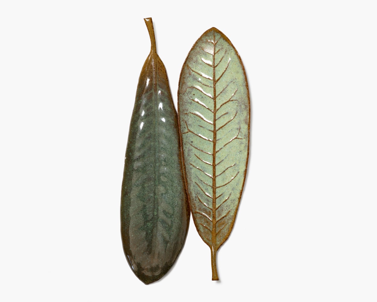 MARIANNE NIELSEN
Two Rhododendron Leaves, 2023
Glazed stoneware
10.25&amp;rdquo; H x 5&amp;rdquo; W