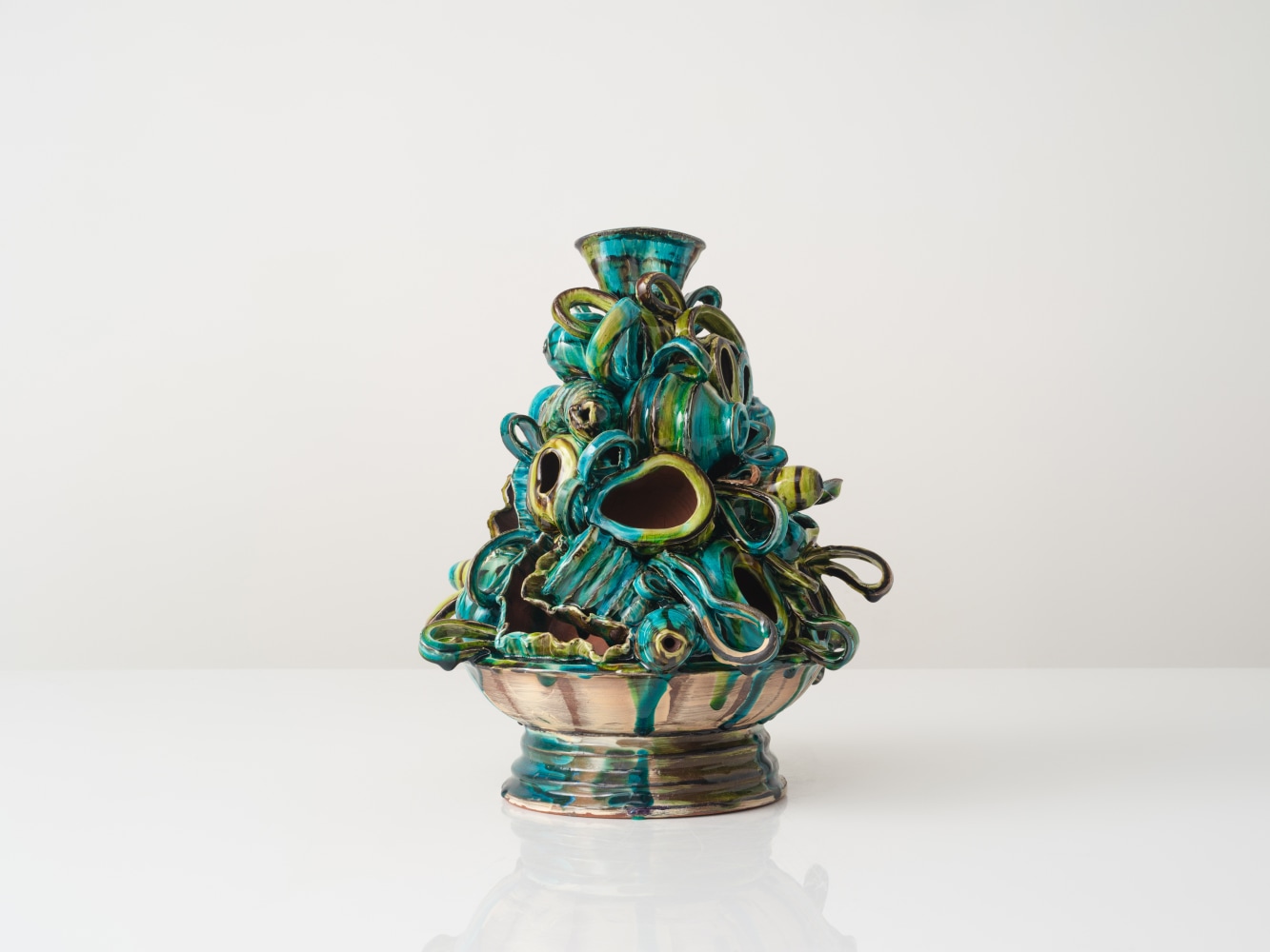 GRAHAM MARKS
Fruit Bowl Candelabra, 2024
Glazed stoneware, thrown, coiled, and pinched
15.5&amp;quot; H x 14&amp;quot; Dia.