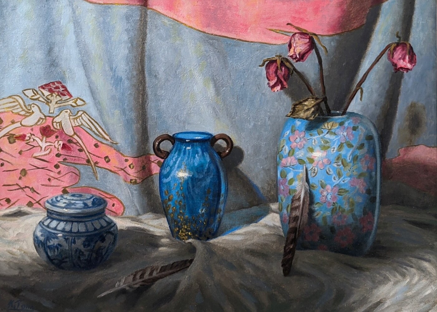 Composition in Cerulean with Pink